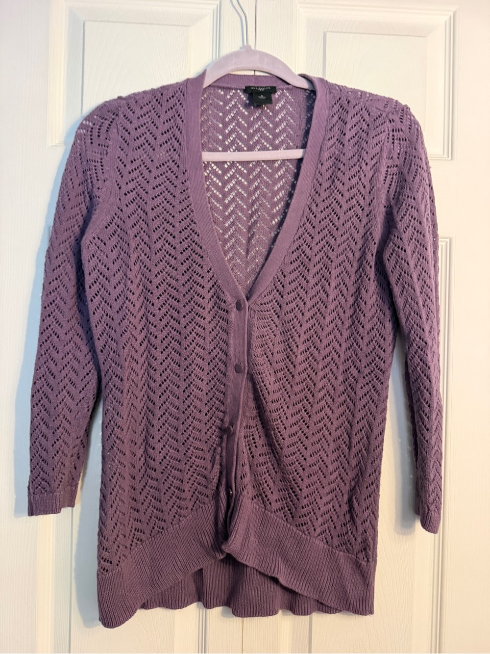 100% cotton purple Ann Taylor cardigan size medium